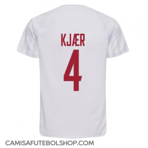 Camisa de time de futebol Dinamarca Simon Kjaer #4 Replicas 2º Equipamento Mundo 2022 Manga Curta